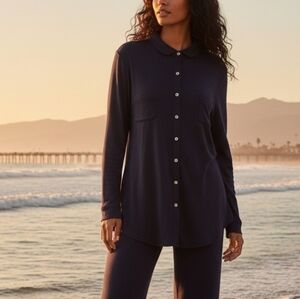 Bluesalt Boyfriend Tunic Shirt Women's Size 4 XL Navy Oversized